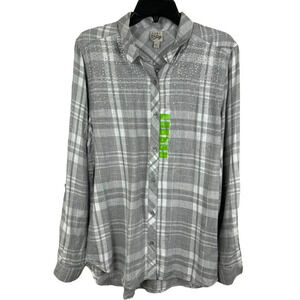 Como Vintage Women Long-Sleeve Button-Down Shirt Size L‎